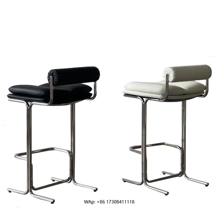 Modern Counter Height Wine Bar Stool White and Black Upholstered Kitchen Island Bar Chair with Backrest Dining Chair