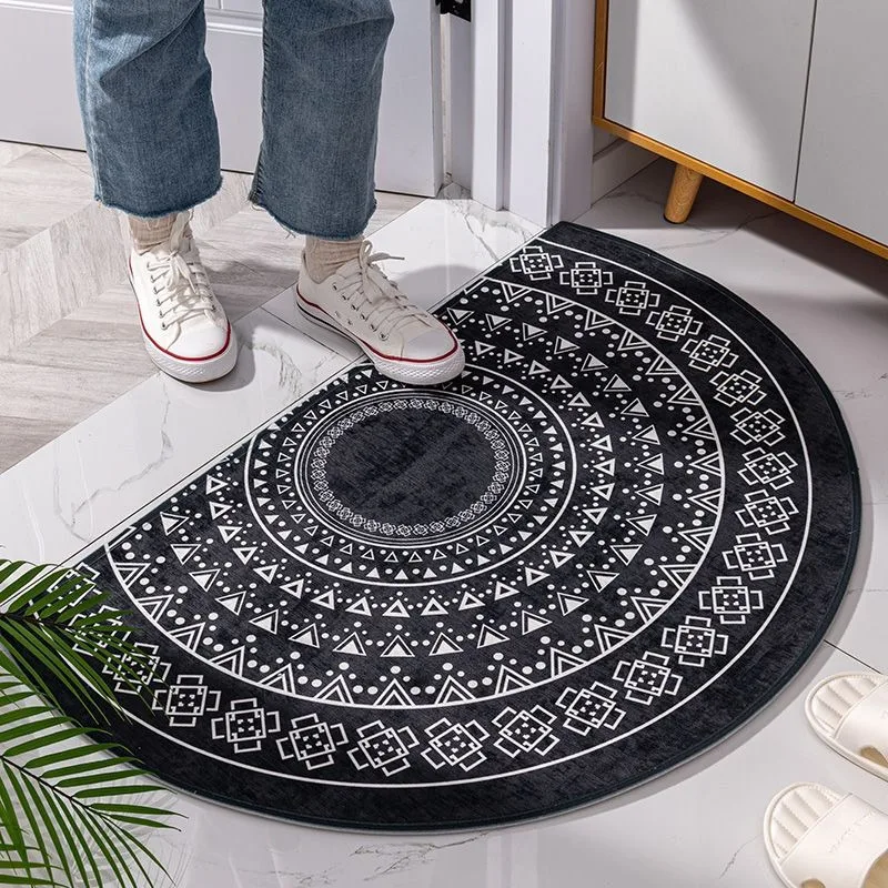 Nordic  Semicircle Geometry Bohemia Bathmat Soft Non-Slip /Entrance Door/Welcome Floor Mats White Black Graphics Rug Bedroom