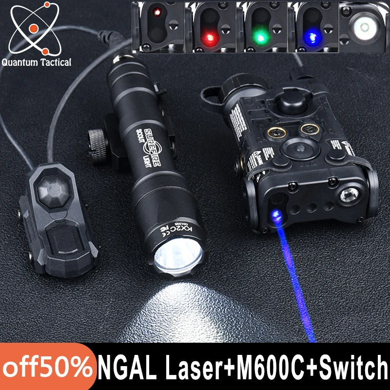 

Tactical WADSN NGAL Red Green Blue Dot IR Indicator Surefir M600C Hunting Scout Light With Airsoft AXON Dual Control Switch Rail