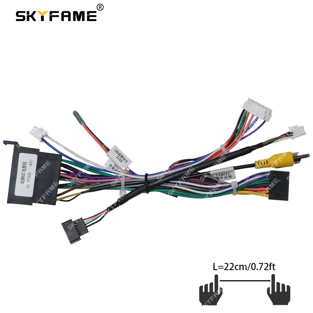 SKYFAME Car 16pin Wiring Harness Adapter Canbus Box Decoder Android Radio Power Cable  For Dongfeng Fengshen AX7