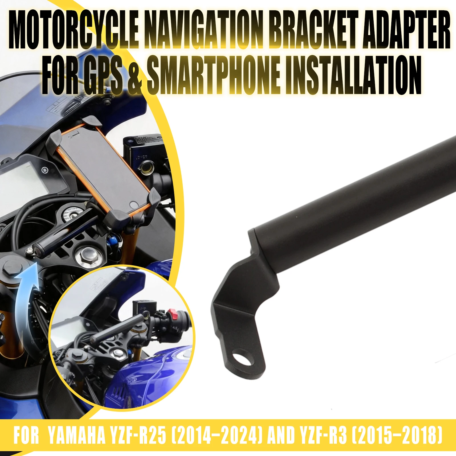 Motorcycle GPS Navigation Bracket Smart Phone Holder Plate Adapt Levers For Yamaha YZF YZFR3 2015-2018 YZFR25 2014-2024