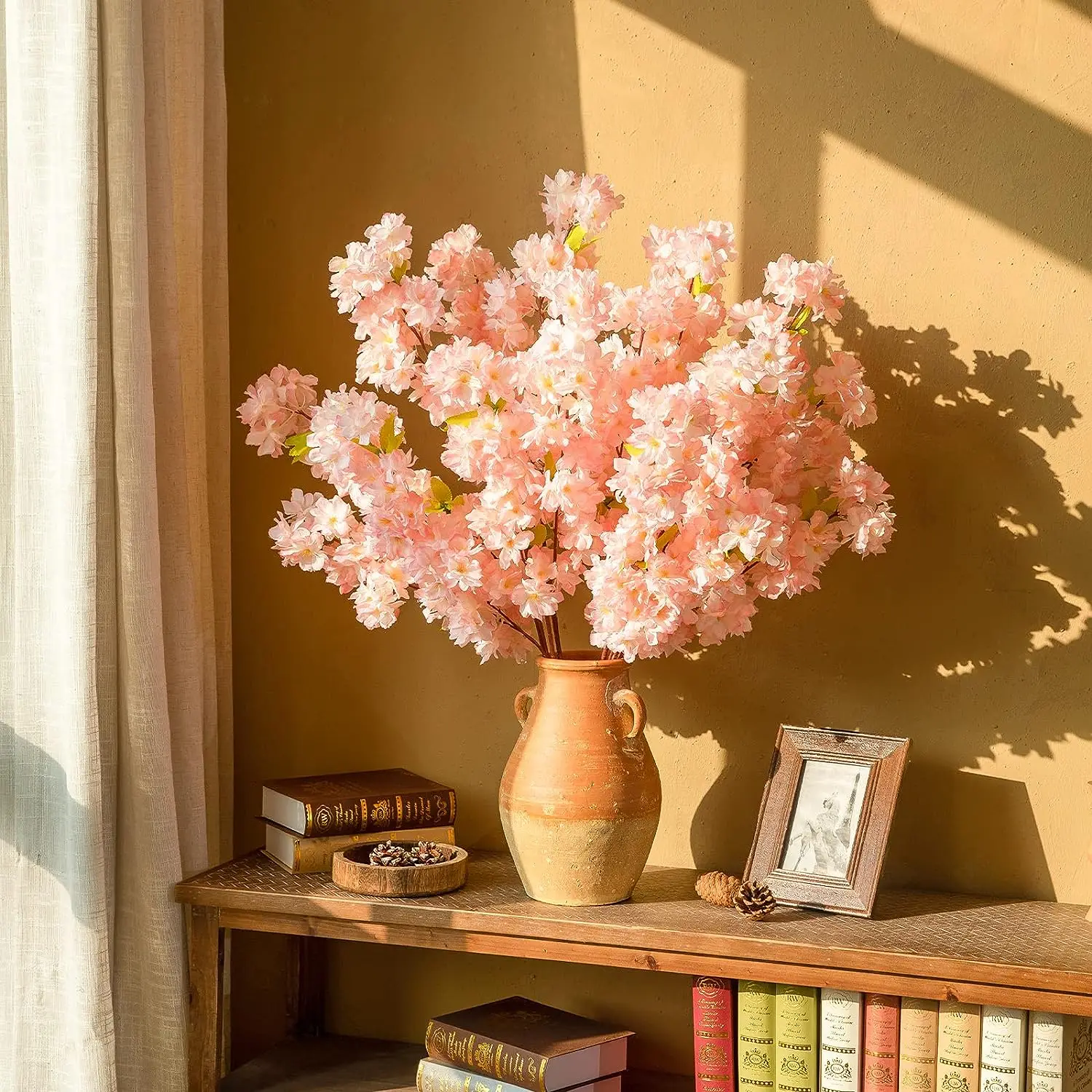 

42in Artificial Cherry Blossom Flowers Faux Pink Cherry Blossom Stems Realistic DIY Garden Home Hotel Wedding Party Decor