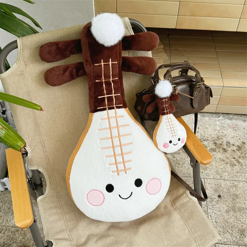 Travesseiro de pelúcia pipa de desenho animado, cama macia, sofá, clássico, instrumentos musicais chineses, boneca fofa, decoração de casa, presente para amantes de música