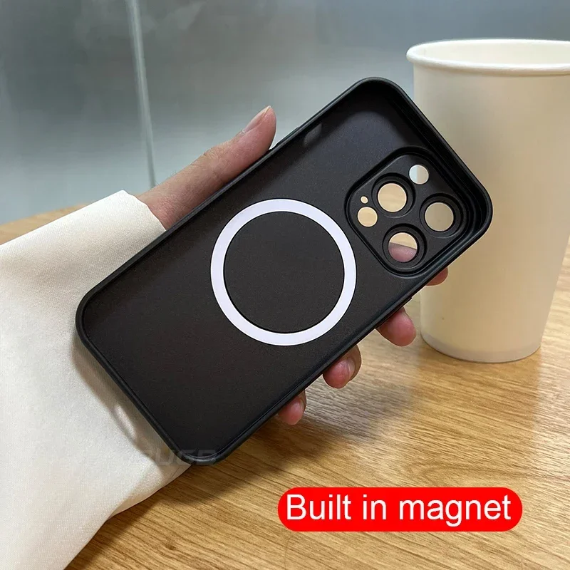 Luxury For Magsafe Matte Silicone Magnetic Wireless Charging Case For iPhone 14 12 13 Pro Max Plus Lens Protect Shockproof Cover