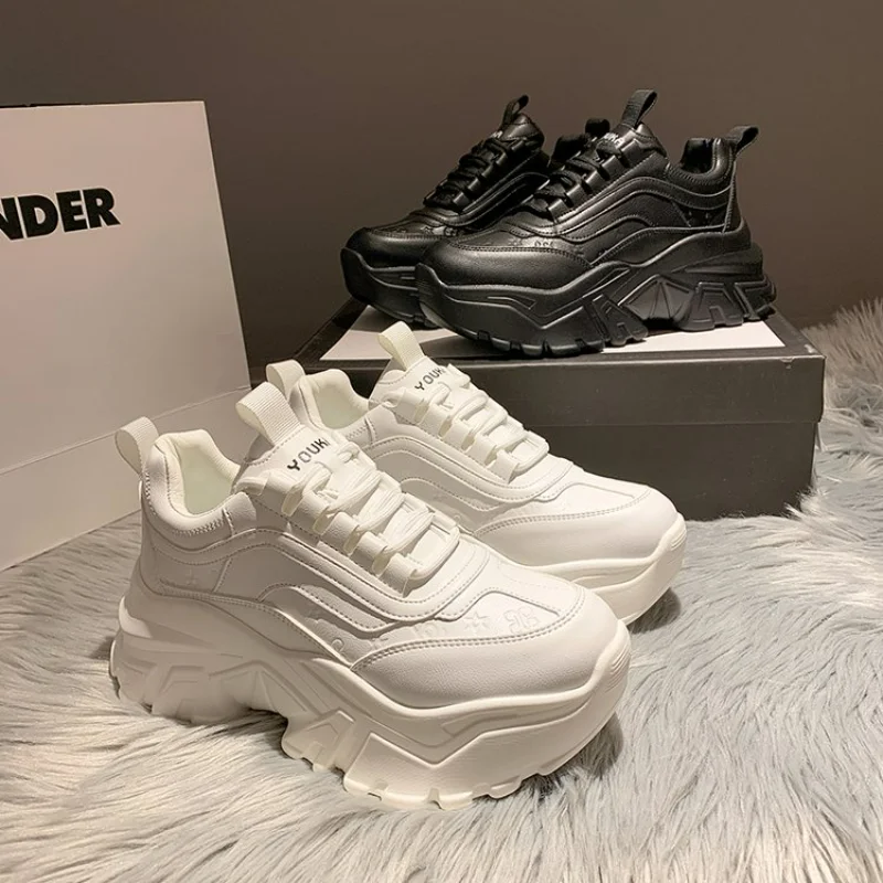 

Women's Chunky Sneakers Thick Bottom Platform Vulcanize Shoes Fashion Breathable Casual Running Shoe for Woman Female 2021