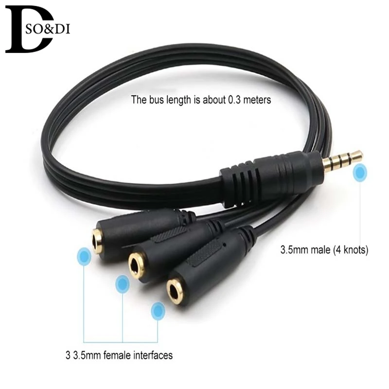 3 Way Port Aux wielu słuchawek wyjście Audio 3.5mm Jack HUB spiter przedłużacz do przewodów 1 mężczyzna do 3 kobiet