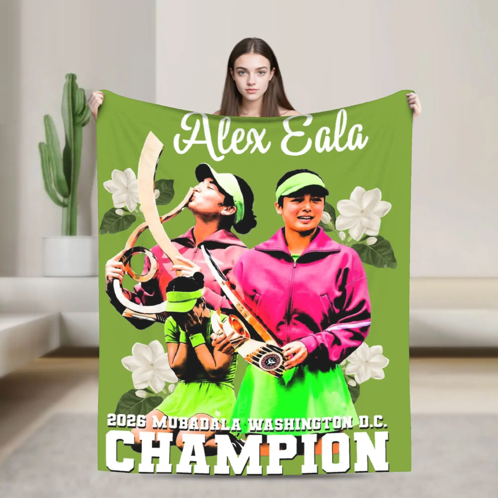 Alex Eala Tennis Player Knitted Blanket Flannel  Warm Throw Blanket for Bed Bedspread
