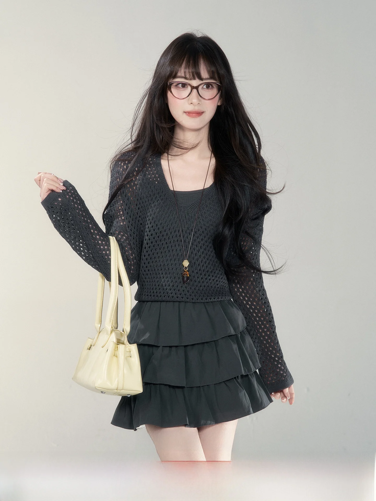 Hebe Sle Berry Small Wild Stberries Women's ort Bla Dr Spring New High Waist Strap Dres Ci Commute A-Line Skirt