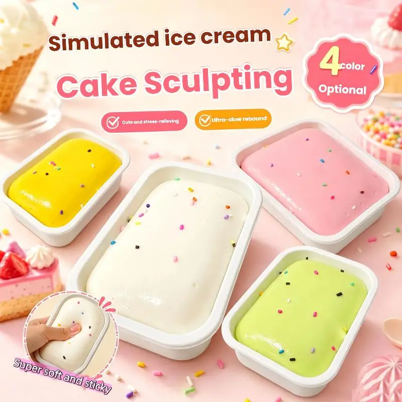 Slow Rising Butter Ice Cream Cake Box Fidget Toy Sticky Squeeze Hand Toy Anti Stress Toy Relax Gift For All Ages