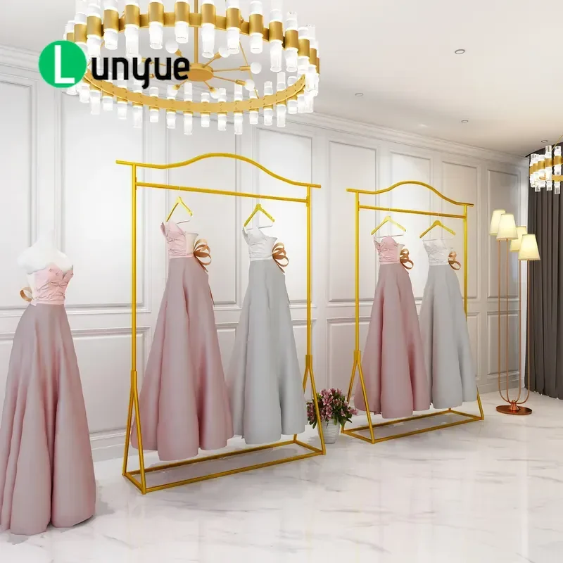 Luxury Floor to Ceiling Display Rack for Wedding Studio Photography Cheongsam Dress Show Clothing Store Light Luxury Hanger