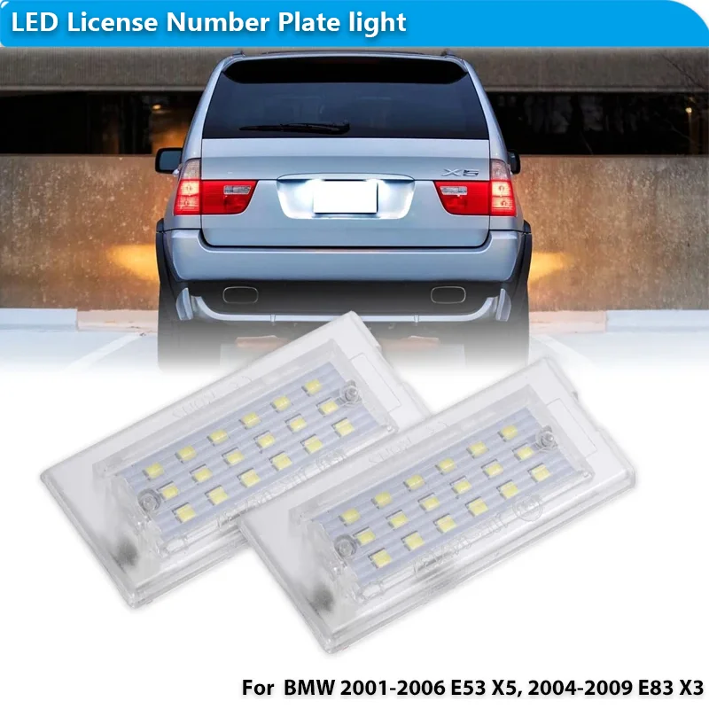 

Для BMW Car E53 X5 1999-2003 E83 X3 03-10 NJ88 Лампы багажника 2 шт. CANbus Автомобильный светодиодный светильник номерного знака 18 светодиодов 6000K 12V Лампа