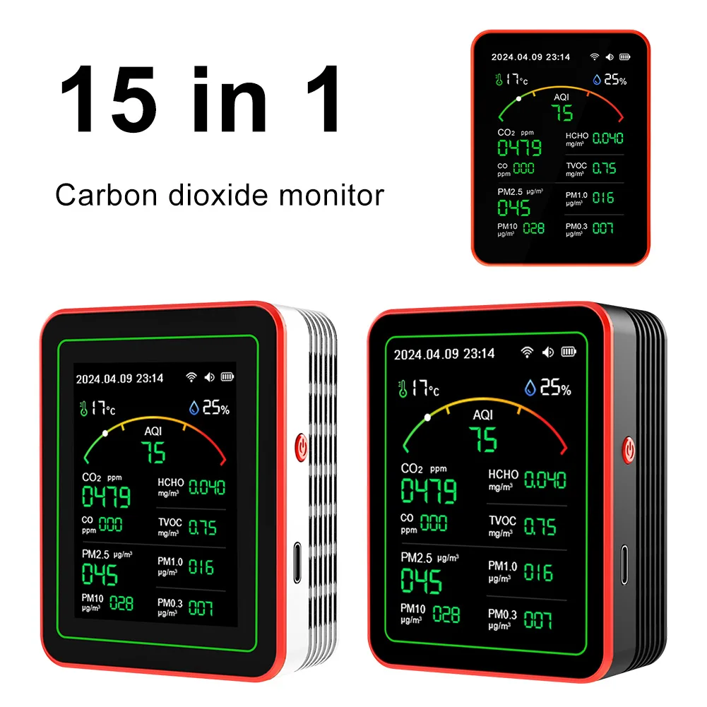 

Smart Life 15 в 1 Монитор качества воздуха Tuya WiFi PM2.5 Детектор CO2 CO TVOC HCHO PM AQI Температура и влажность для дома и офиса