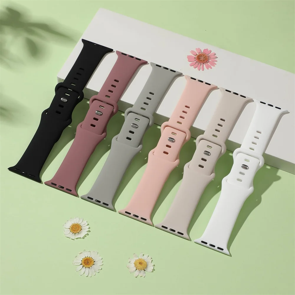 Спортивные ремешки для Apple Watch 44 мм 40 мм 49 мм 45 мм 41 мм 38/42 мм correa Силиконовый браслет iWatch ultra 2 series 9 8 7 6 5 3 SE
