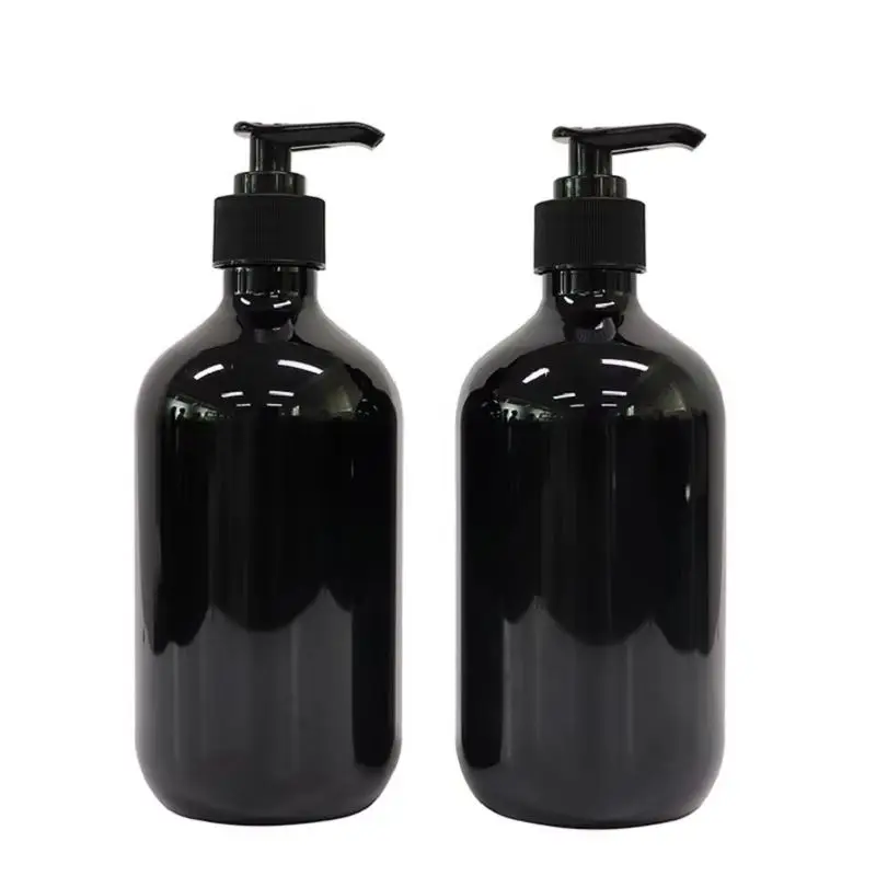 

10Pcs Lotion Bottle Bathrooms Liquid Soap Press Pump 300/400ML Glossy Black Shower Gel Shampoo Conditioner Plastic Bottles