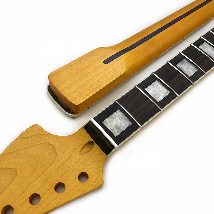 Hooqu 22-ладовый атласный кленовый гриф для электрогитары ST, гриф для электрогитары с большой головкой и белой переплетом