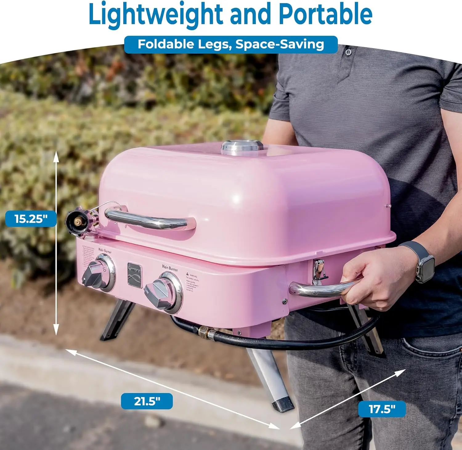 Tragbarer Retro-Gasgrill mit 2 Brennern