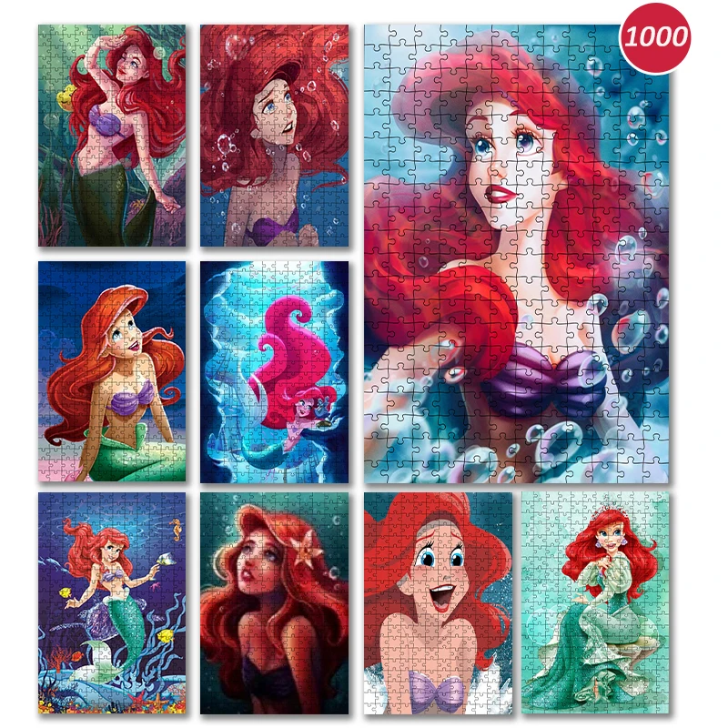 

Disney Mermaid Princess Children's 1000 Piece Jigsaw Puzzle Adult Wooden Puzzle Toy Parent-Child Interactive Game Cartoon Gift