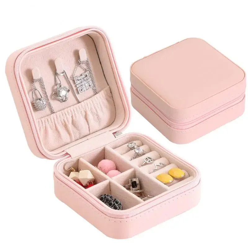 Mini Jewelry Storage Box Portable Home Travel Earrings Necklace Storage Case for Women Ring Organizer PU Leather Display Case