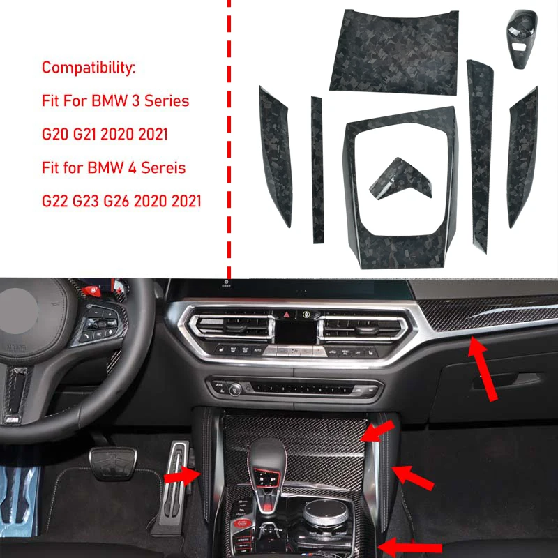 For BMW 3 4 Series G20 G21 G22 G23 G26 G28 Center Console Shift Panel Cover Trim Real Carbon Fiber MP same Car Interior Parts