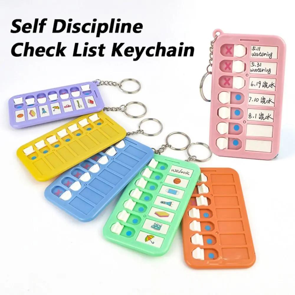 Simple Plastic Self Discipline Check List Detachable Use Memo Board Keychain Task Planning Keychain