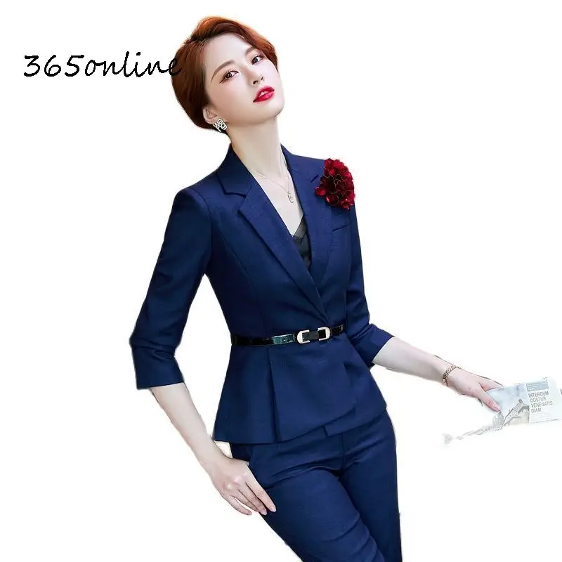 

High Quality Fabric Formal Women Business Suits Autumn Winter Pantsuits OL Styles Professional Blazers Interview Career Clothing