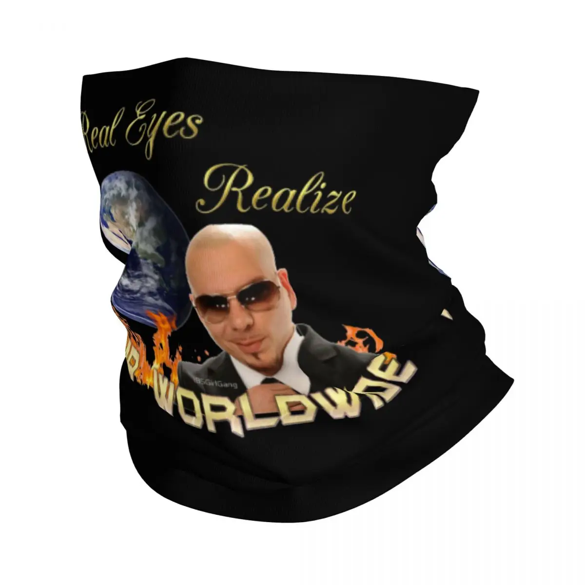 Real Eyes Realize Mr.Worldwide Bandana Neck Cover Printed Balaclavas Wrap Scarf Warm Headband Riding Unisex Adult Windproof