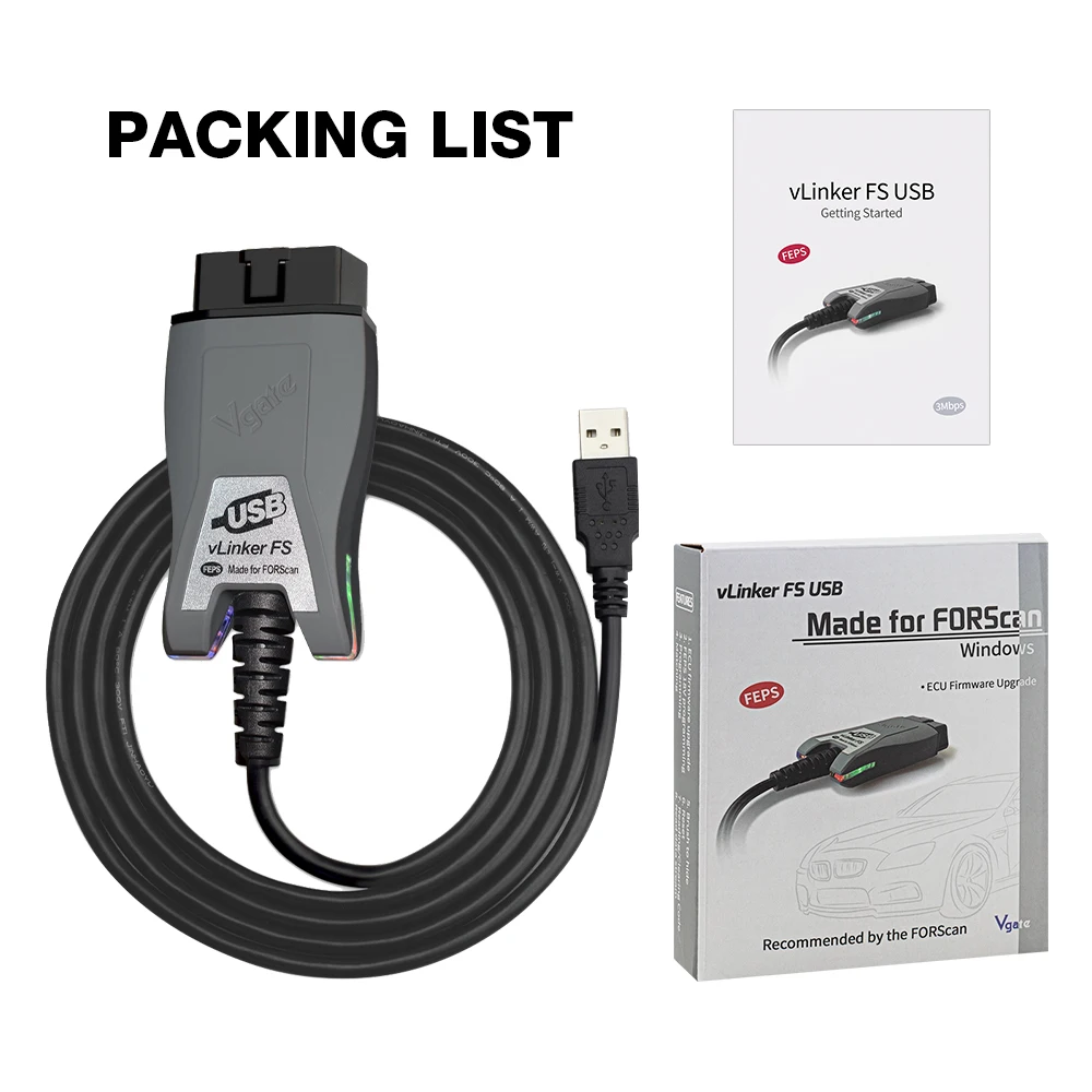 Vgate VLinker FS ELM327 USB OBD2 Scanner FORScan HS/MS-CAN Auto-Diagnosewerkzeuge für Mazda/Ford MS/HS CAN PK OBDLink EX – Detail 8