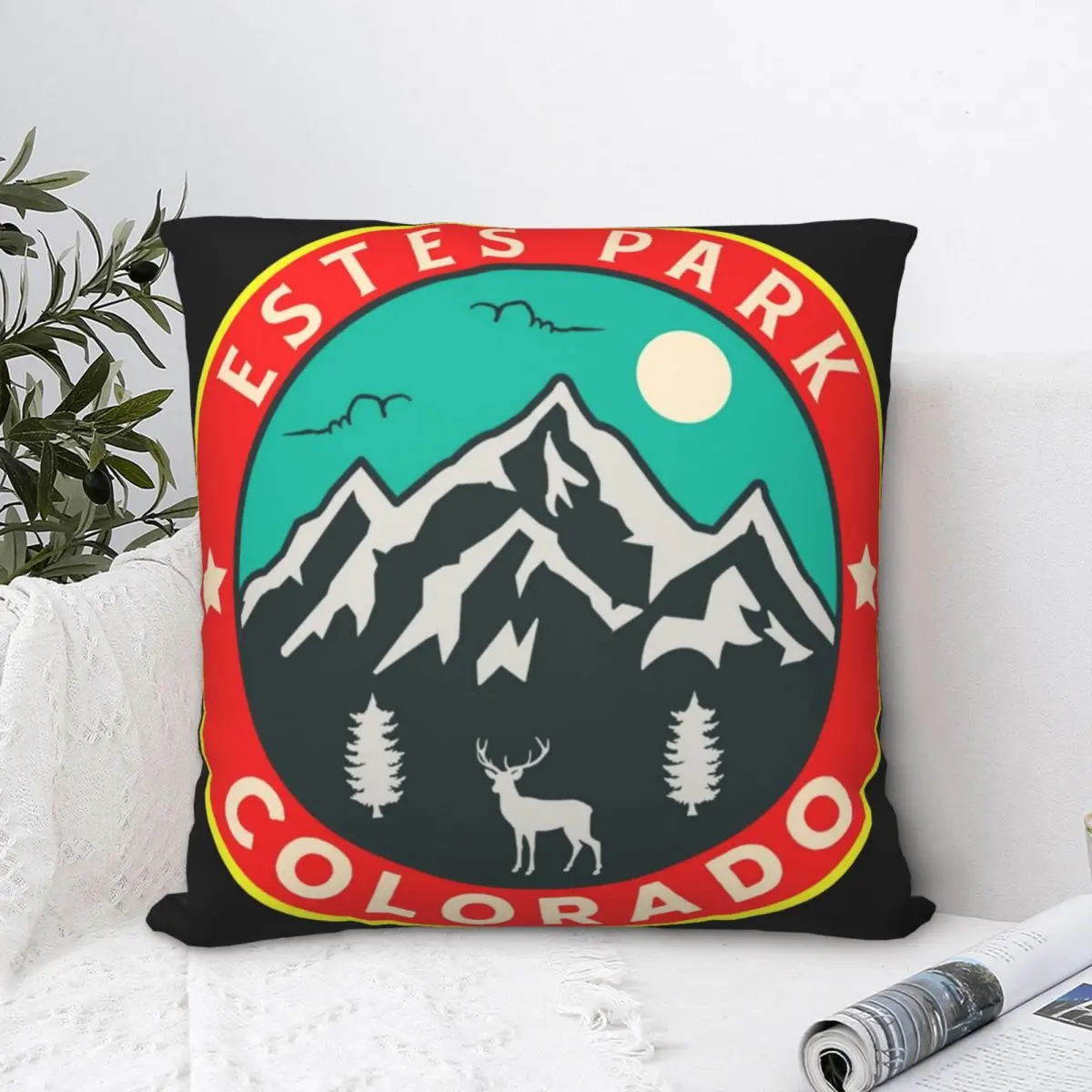 

Estes Park Colorado Square Pillowcase Polyester Pillow Cover Velvet Cushion Zip Decorative Comfort Throw Pillow for home Bedroom