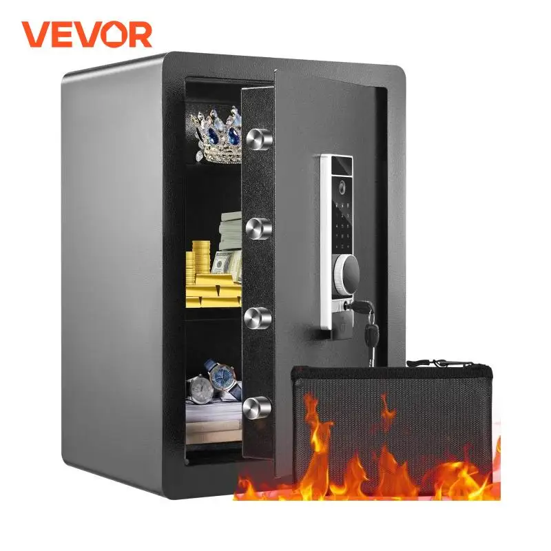 VEVOR 62L Coffre-Fort Empreinte Digitale Coffre de Sécurité 6 Clés Argent Bijoux