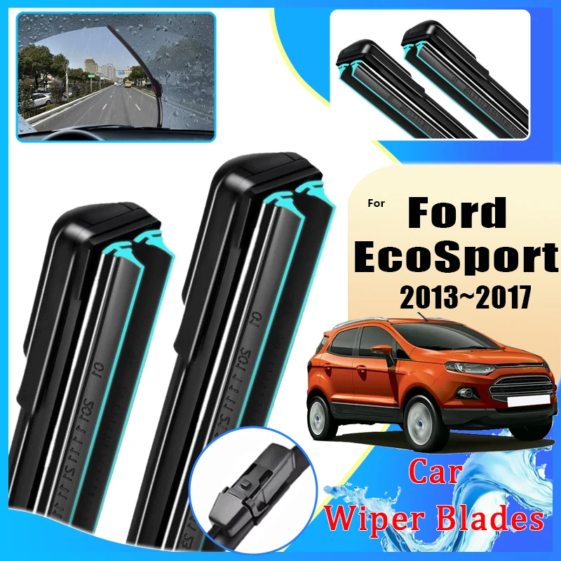 Front Rear Wiper Blades For Ford EcoSport BK B515 2013 2014 2015~2017 Double Rubber Window Windshield Windscreen Car Accessories