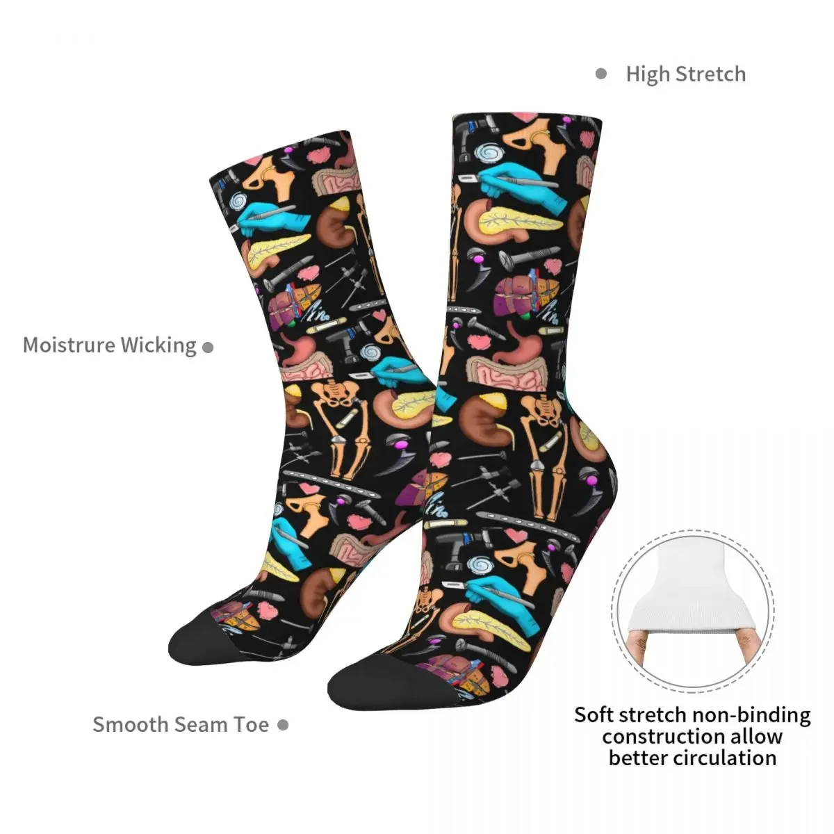 OTAscrub Nursesurgical Technologist Socks Harajuku Sweat Absorbing Stockings All Season Long Socks Accessories for Man's Woman's