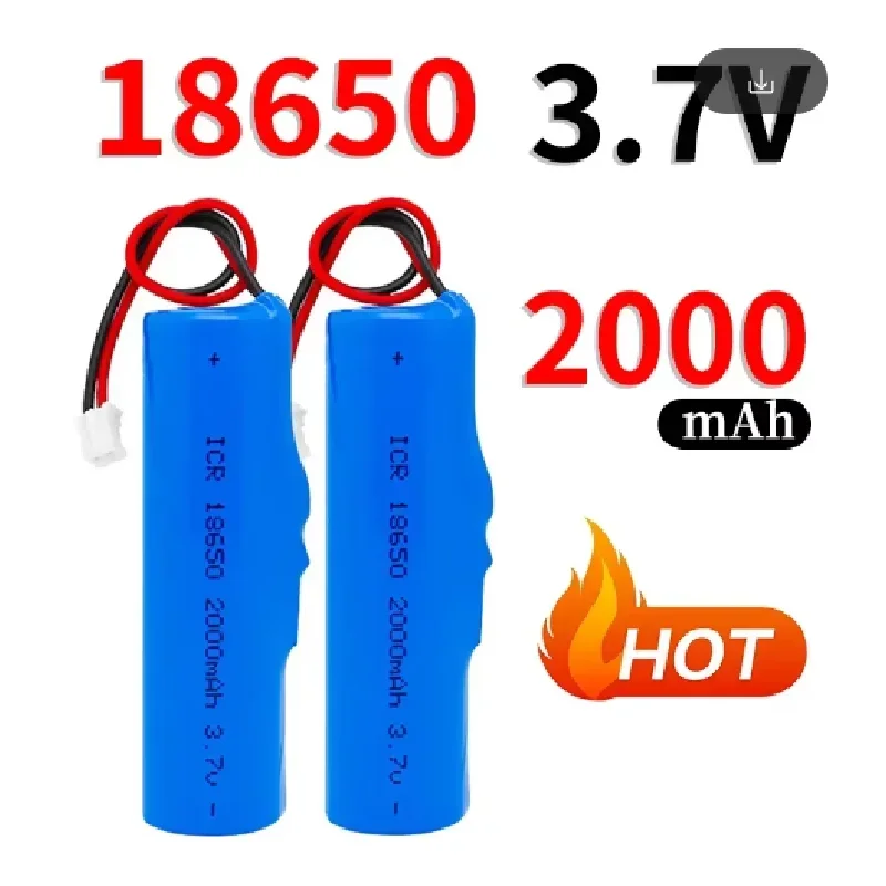 Original 3.7V 2000mAH Rechargeable Lithium Battery 18650 Li-ion with PCB PH2.0-2P Battery for Fishing LED Light Bluetooth 4.2V