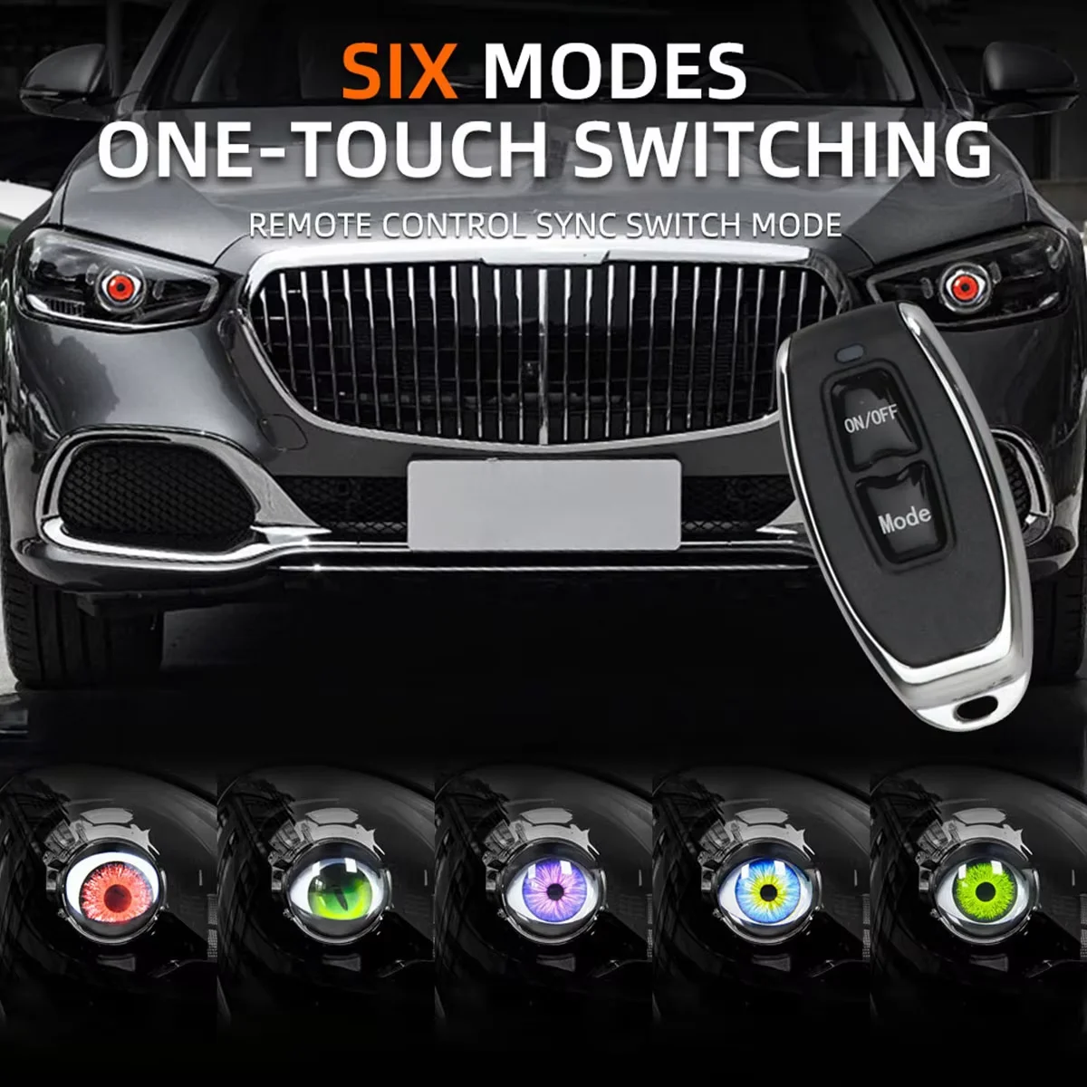 3-Inch Devil's Eye LED Car Dynamic Lights 12V with Remote Control Control Eyes Retrofit Kits Headlight Assembly Auto Accessories