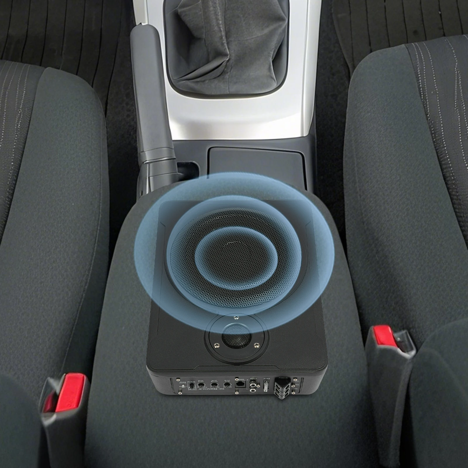 8 Inch Car Subwoofer, Under-Seat Subwoofer, 600W Active, Slim, 20-150Hz, Adjustable Bass, High/Low Input, for Car Audio, Music, Black