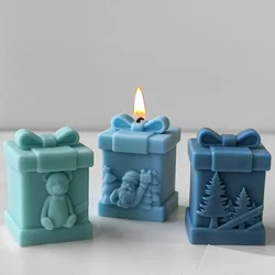 Christmas Gift Box Candle Silicone Mold Handmade Gifts Plaster Resin Ornaments Mould Soap Candle Making Supplies