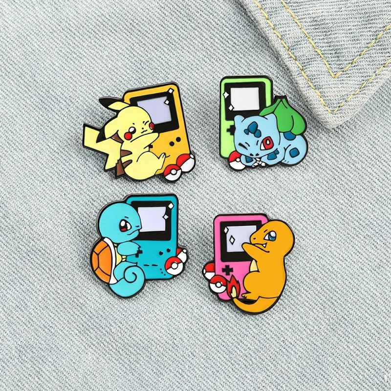 Pokemon Figures Anime Pikachu Brooch Cartoon Eevee Charmander Squirtle Model Badge Student Enamel Pins Kids Christmas Gifts