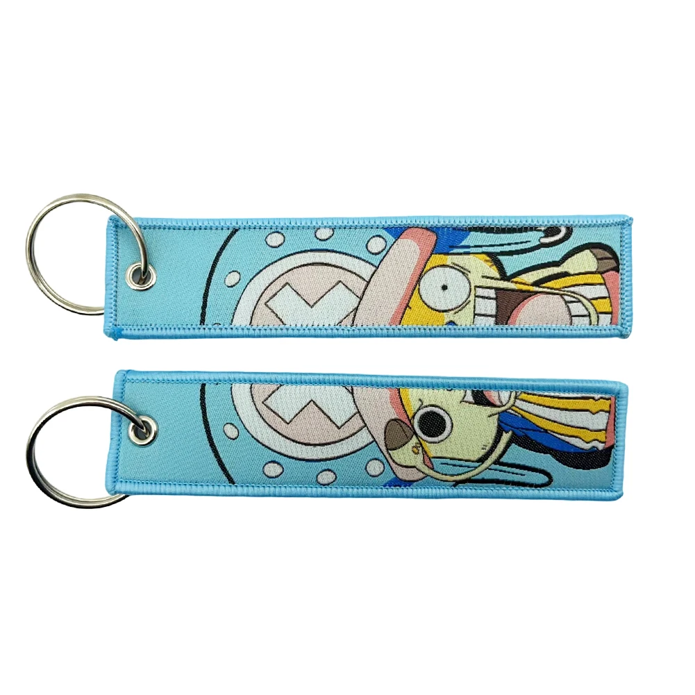 One Piece Anime Key Chains with Cute Jet Manga Embroidery Fashion Key Tag for Jewelry Accessory Key Ring Holder Gift Anime Fans