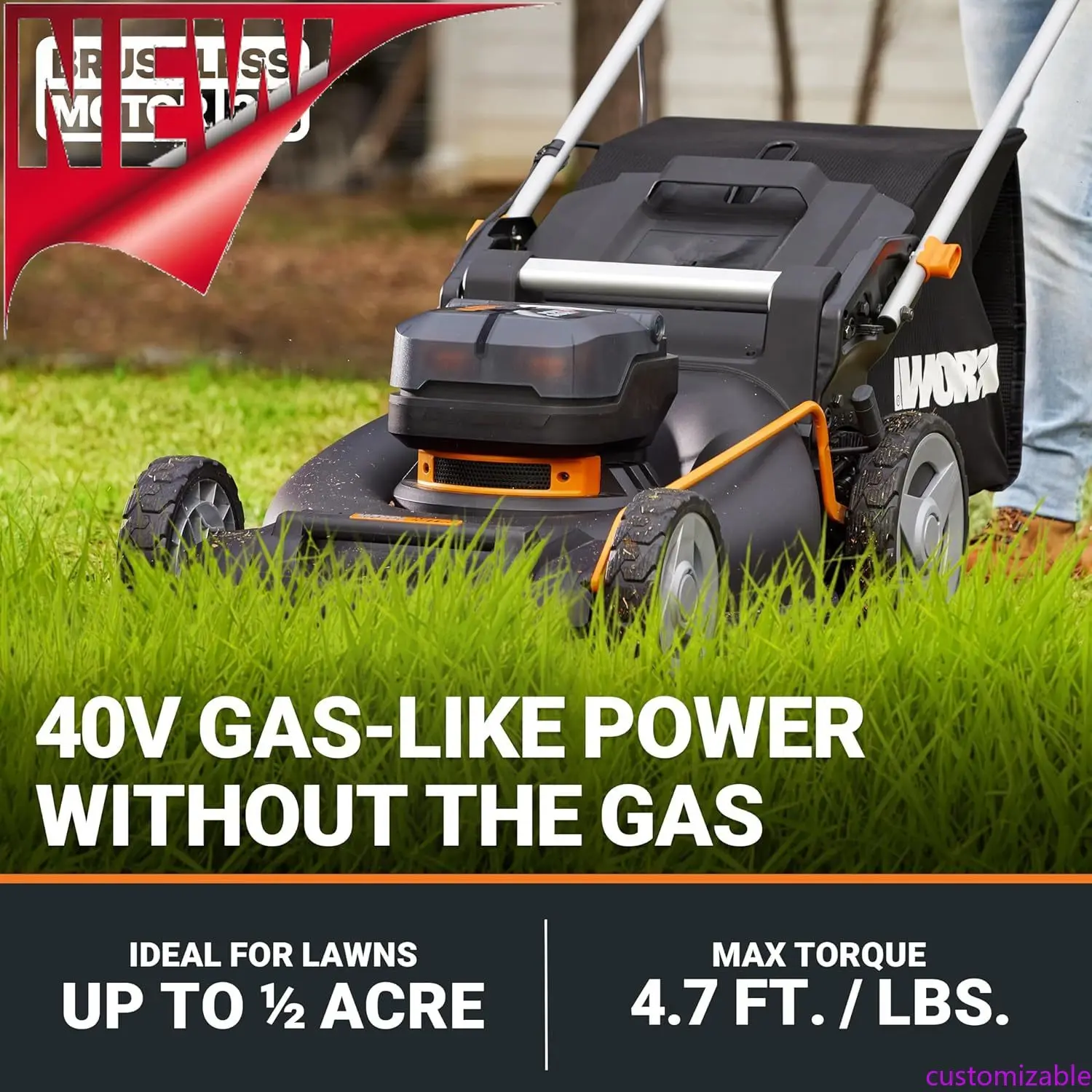 

Customizable 40V 21" Cordless Lawn Mower W/Aerodeck & Intellicut, Brushless Electric Mower Up To 1/2 Acre