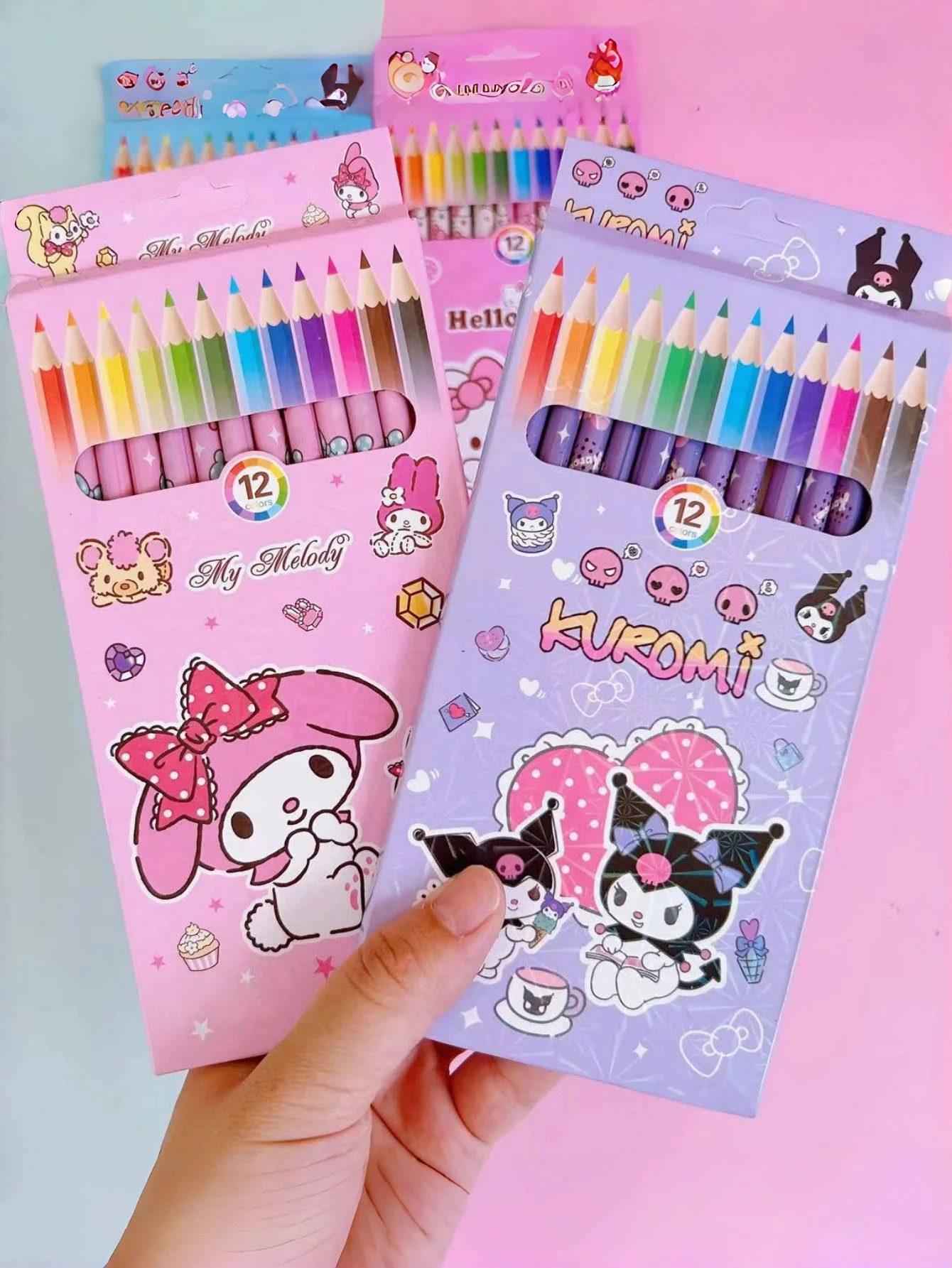 12 قطعة/صندوق سانريو هيلوكيتي قلم رصاص ملون 12 لونًا | أقلام رسم جرافيتي ماي ميلودي سينامورول للوازم الفنية للطلاب #3