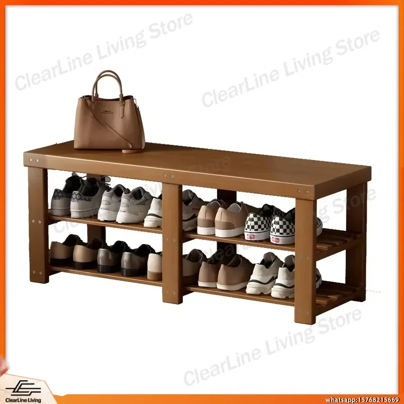 One-Piece Shoe Changing Stool with Storage Bench Entrance Multi-Layer Shoe Rack for Small Spaces Living Room Hallway Entryway