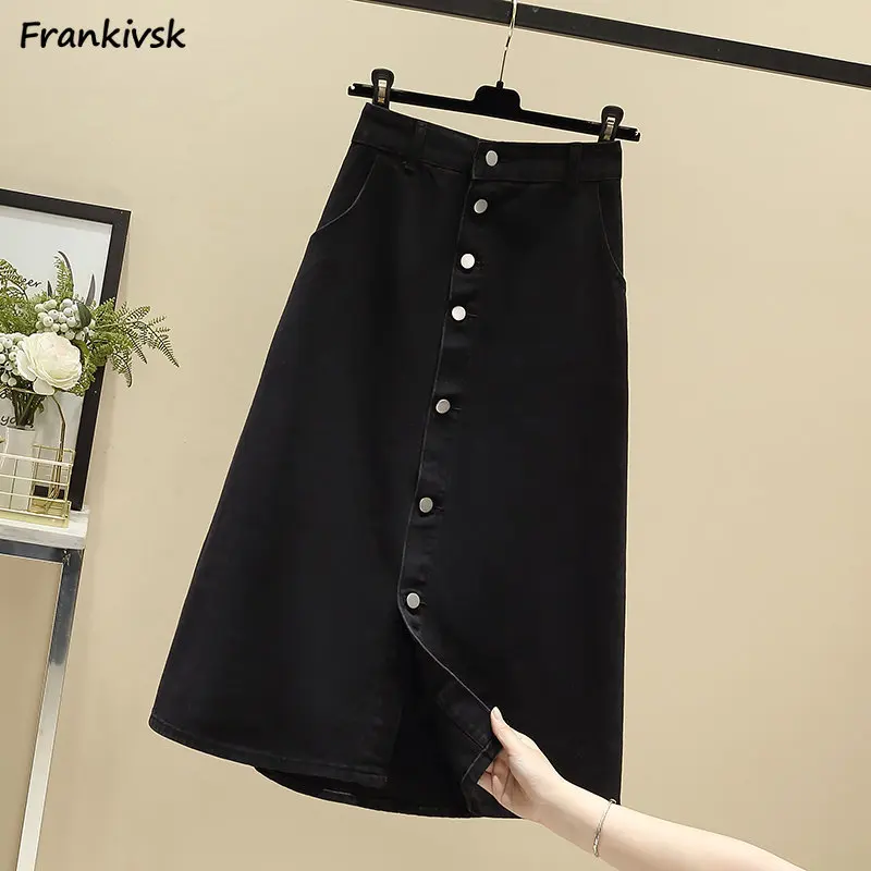 

Denim Skirts Women Solid Black Loose Soft All-match Fall Fashion Ulzzang High Street Vintage Preppy Clothing Falda Aesthetic New