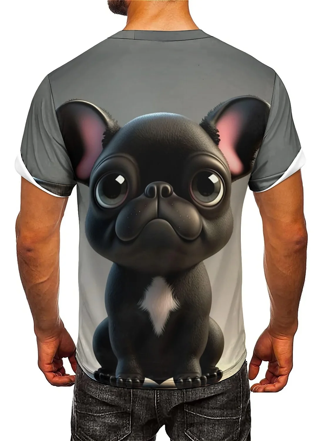 Rock-inspired Men's Dog 3D Printed Short-sleeved T-shirts, Soft and Comfortable, Perfect for Students with a Loose Fit