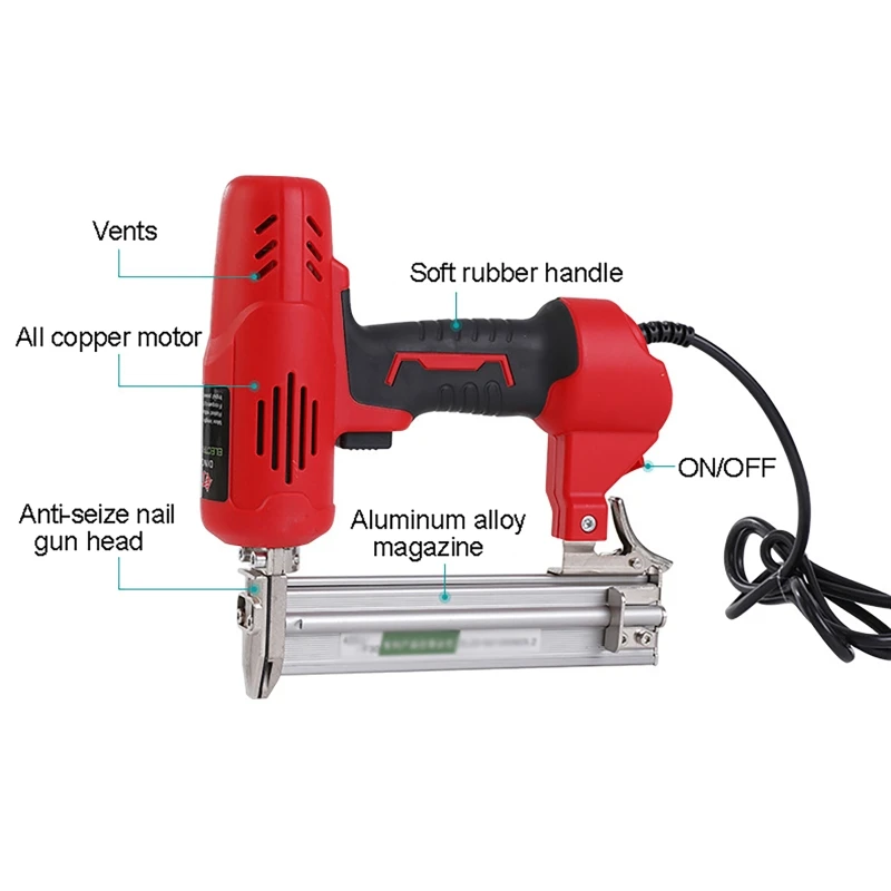2600W Electric Nailer And Stapler Furniture Staple Gun F30 Wood Frame Carpentry Woodworking Construction Tool