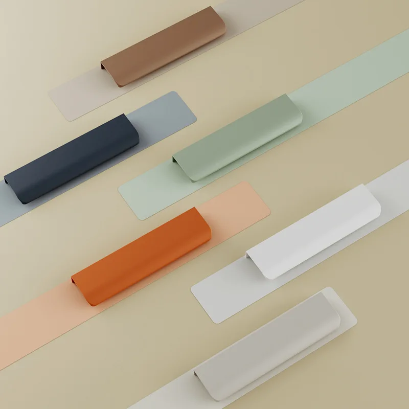 PET same color skin feeling cashmere gray invisible handle modern simple drawer wardrobe door handle, Morandi color