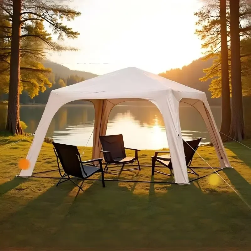 Automatic Inflatable Canopy, Instant Setup, Thick Silver-Coated Sun Shelter, Camping UV & Rain Protection, No Assembly Tent