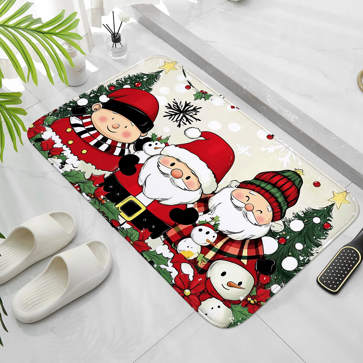 Christmas Decorative Carpet - Santa Claus Gift Design, Anti slip Door Mat, Indoor and Outdoor Corridor, Bathroom, Balcony Carpet