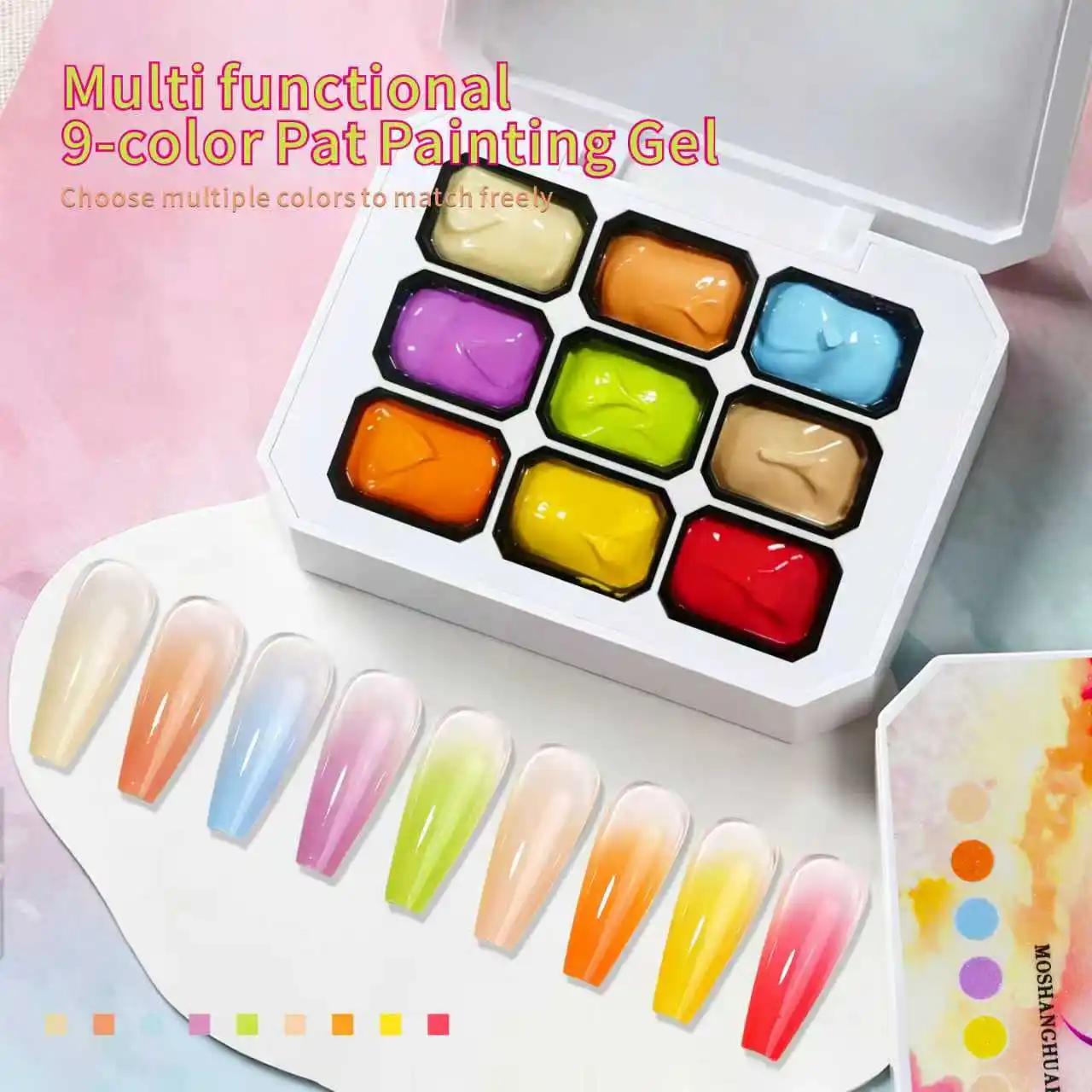 9 Color Swatting Gel Nail Polish UV Immersion Gel Powder Blusher Gradient Painting Gel Four in One Multi-Color Selection