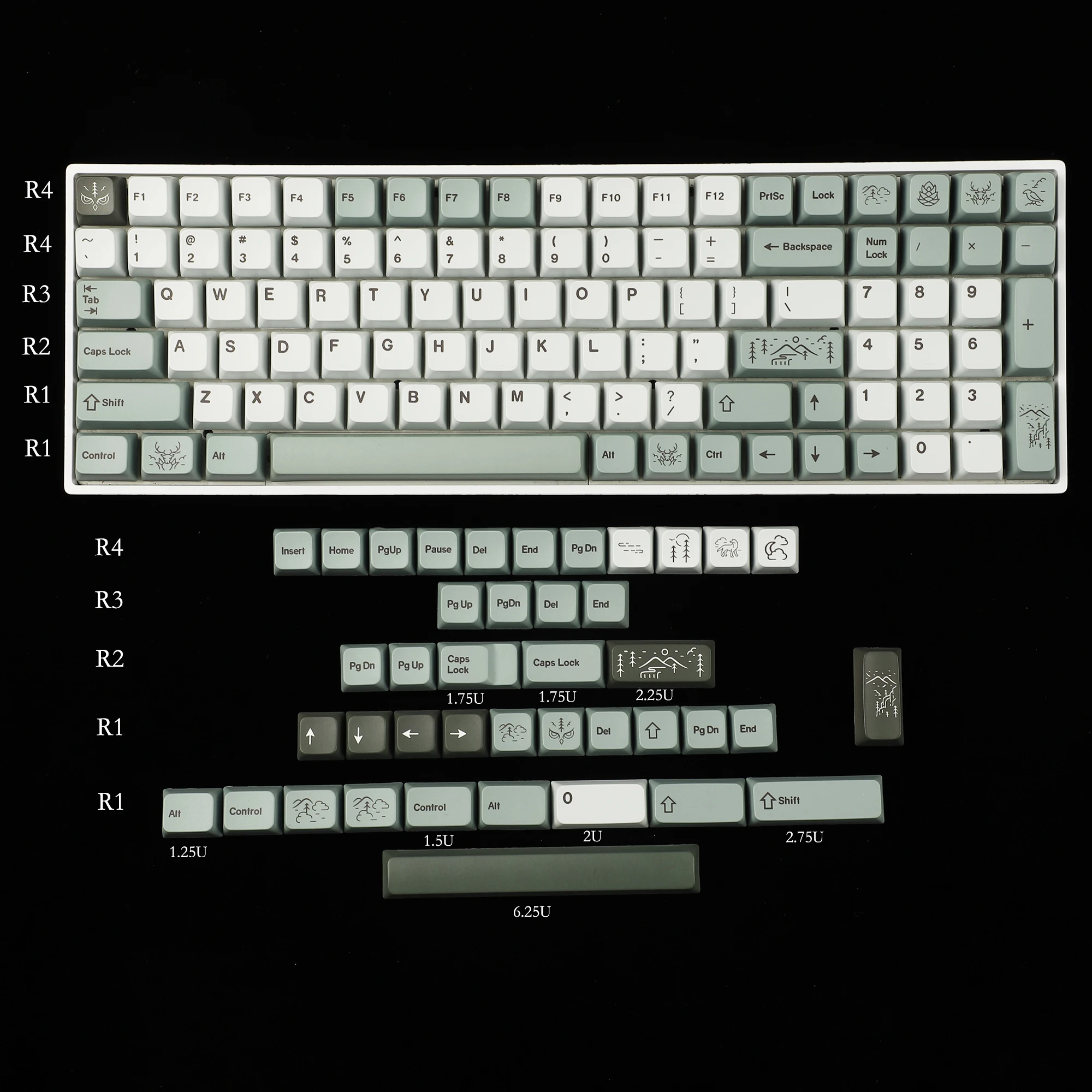 141Keys Dense Fog MDA Profile Ergonomic Dye Sub PBT Keycaps For MX keyboard