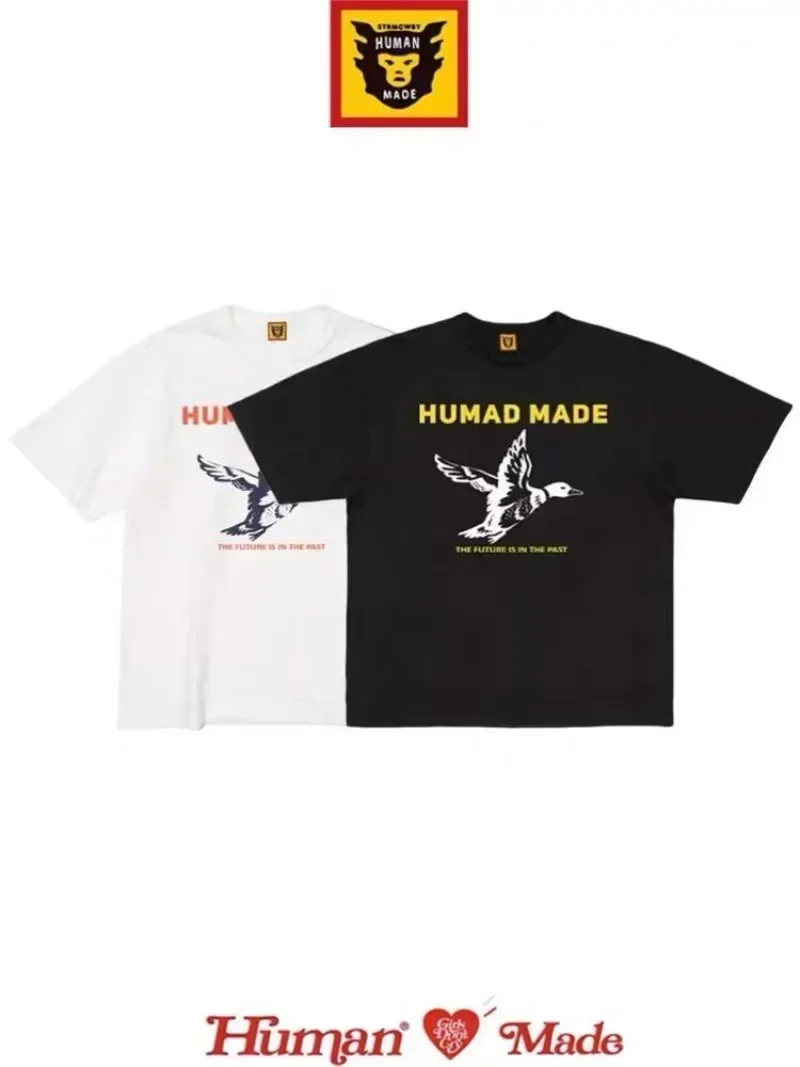 Human Made Duck Print Logo T-Shirt Crew Neck Loose Fit Couple Streetwear Summer