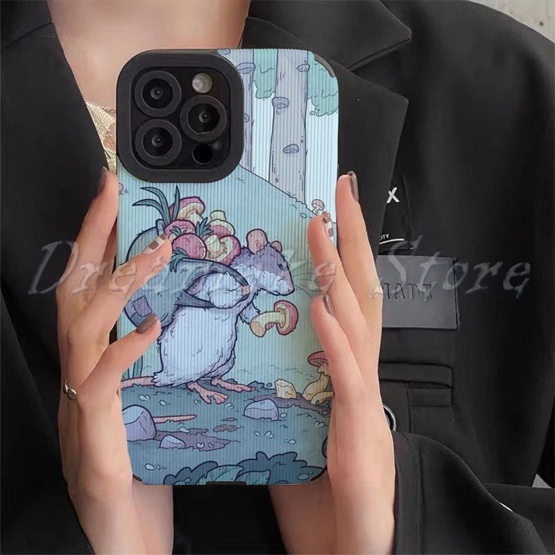 The Mouse Picking Mushrooms Phone Case for Iphone 11 Pro Max 12 13 Iphone 14 Pro Max Iphone 15 Pro Max Case